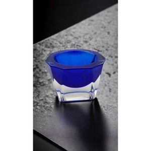 J G Durand Crystal Double Cased Cobalt Blue & Clear Votive Candle Holder